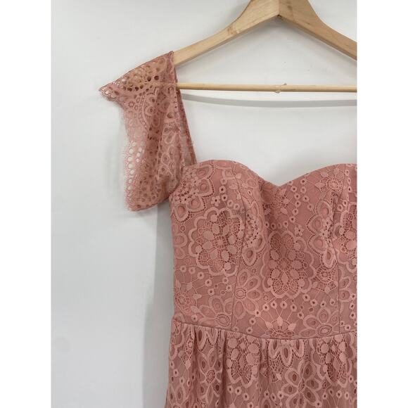 Dress the Population River Blush Pink Off Shoulder Eyelet Tiered Midi Dress NWT - Picture 4 of 8